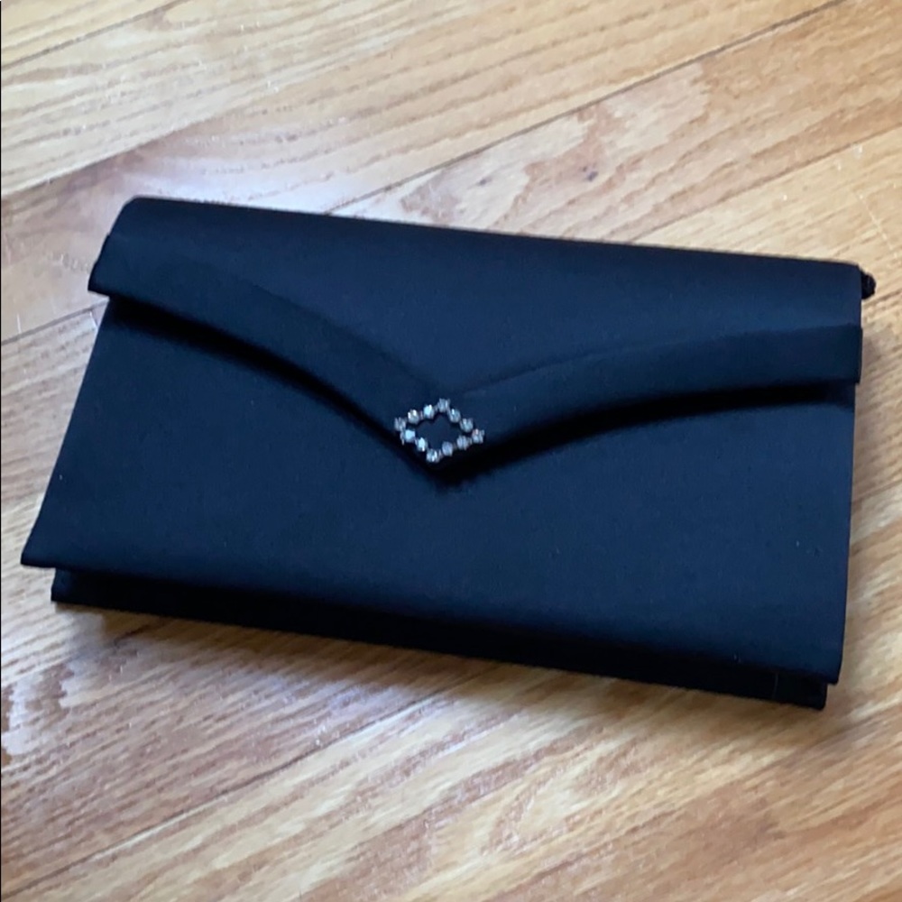Black satin clutch